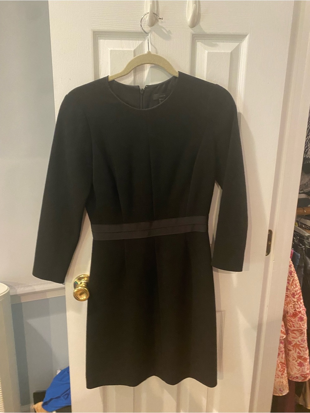 J. Crew Black Midi Sheath Dress with Waist Band